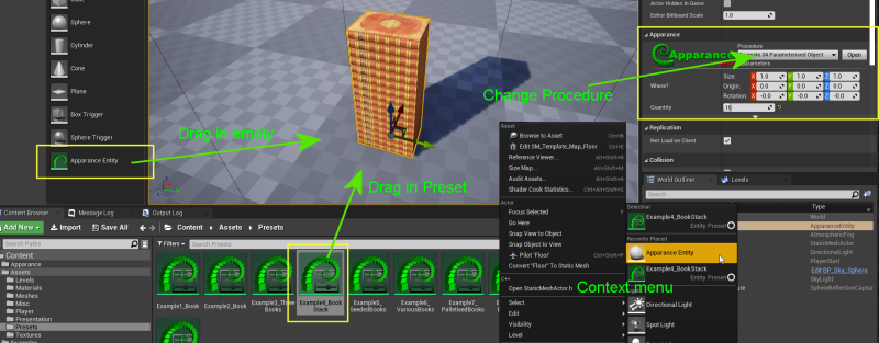 Various ways of placing a procedural object in the scene