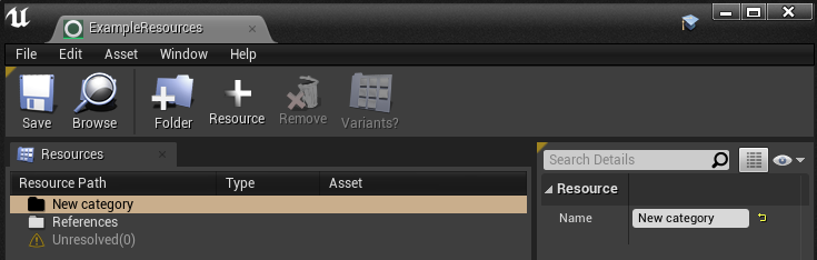 A new, empty, Resource List